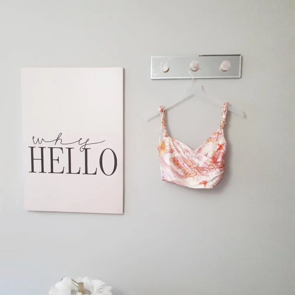 NWOT Zara pink champagne floral printed crop top with chain detail, S - Picture 6 of 10